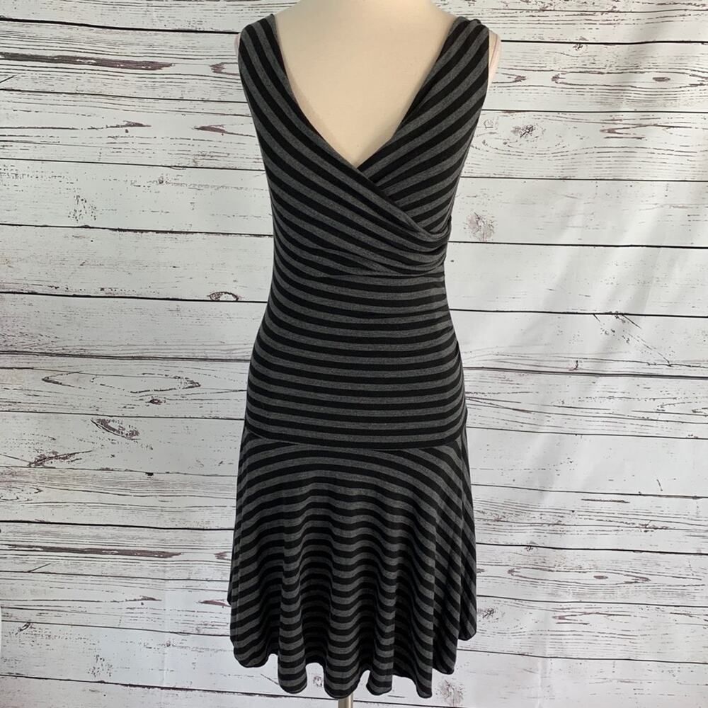 IZ Byer DROP WAIST KNIT CROSS FRONT DRESS stripe